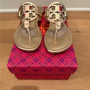 Tory Burch Rose Gold Miller Sandals, 7